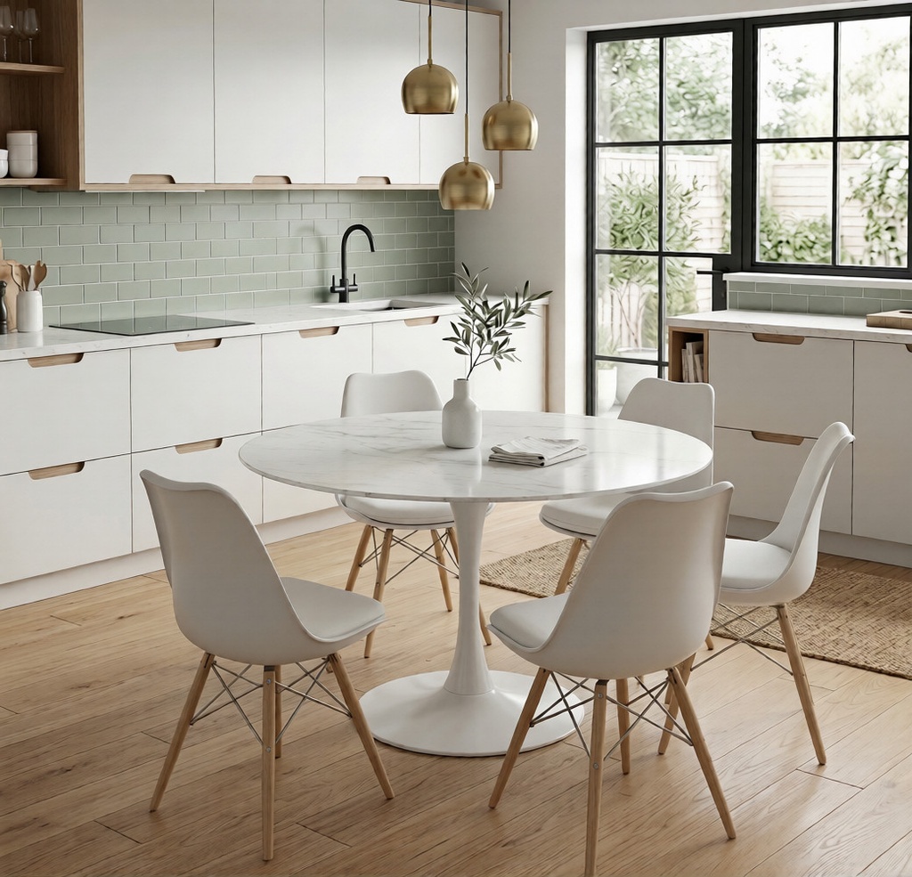 Mesa Tulip Marbel 100cm. Pickear