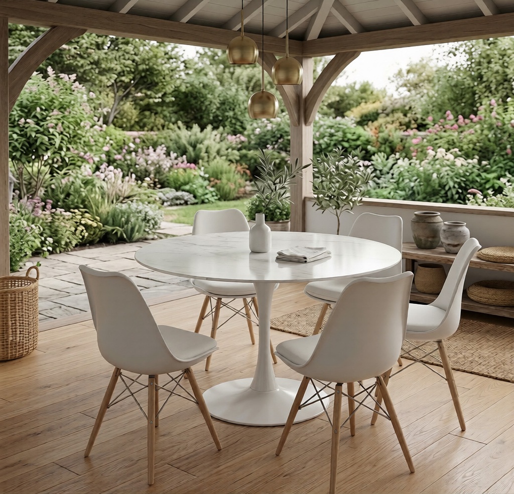 Mesa Tulip Marbel 100cm. Pickear