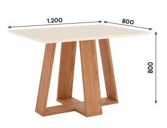 Mesa LINS 120x80cm OFF White C/vidrio Galpón
