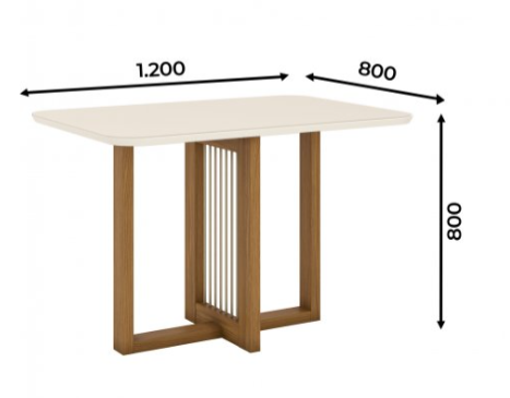 Mesa Natali Medidas: 120x80cm Off White C/vidrio Galpón