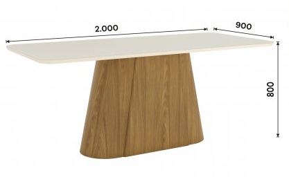 Mesa Olivia Medidas: 200x90cm OFF White C/vidrio Galpón