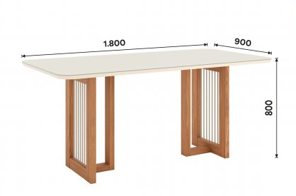 Mesa Yara Medidas: 180x90cm OFF White C/vidrio Galpón