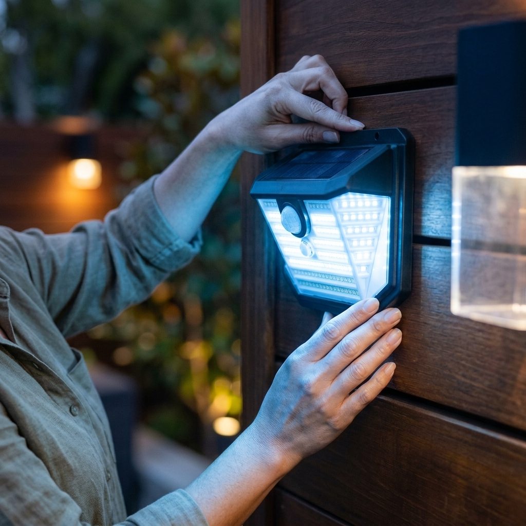 LUMINARIA SOLAR LED TRIDIRECCIONAL C/SENSOR DE MOVIMIENTO