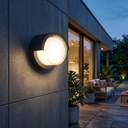 Aplique Redondo Exterior de Pared Negro 12W Blanco Cálido 3000K IP65 demasled
