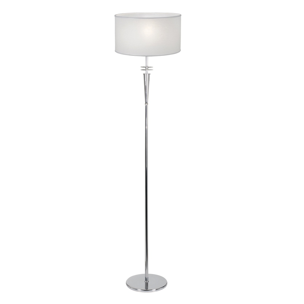 lampara de pie Platil acrilico c/pant Cilindrica Lienzo blanco cromo Luz del Siglo