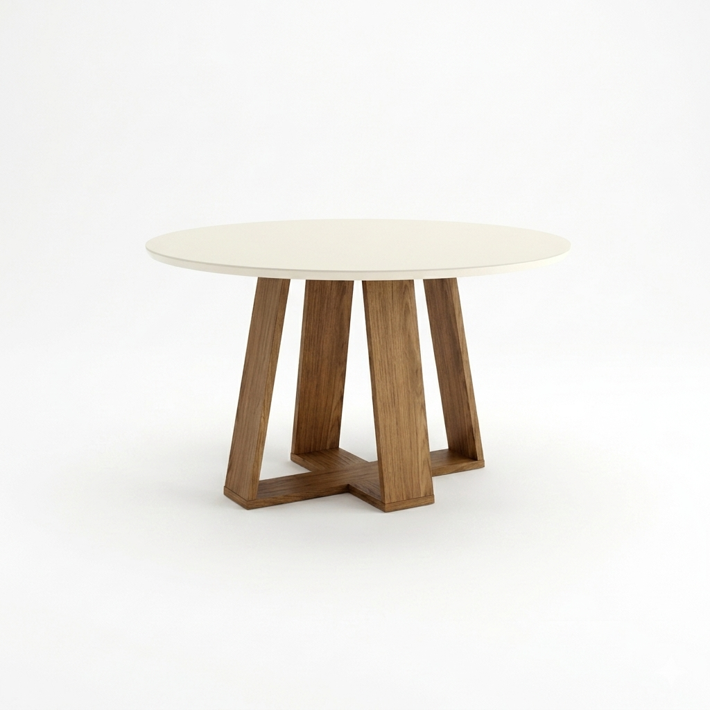 Mesa Ariel REDONDA 140cm OFF White C/vidrio Galpón