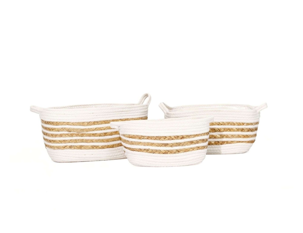 Canasto fibras orgánicas Nº26 SETx3 NATURAL/BLANCO artistica