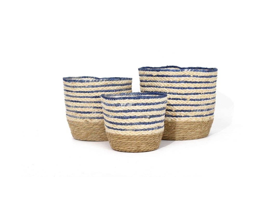 Canasto fibras orgánicas Nº24 SETx3 NATURAL/AZUL Artistica
