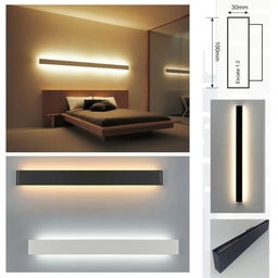 [L - - H M B01 EC 4- Neg] Aplique de pared cabecera de cama bidireccional 17cm 4,5cm ( Watts) - Negro luz neutra- Pr Electronica