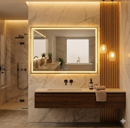 [ESPEJORECTESM80X60] Espejo rectangular esmerilado 80x60 Touch c/desempañador Espejos