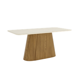 [SC116-127 - Nature/Off White] Mesa Florencia Medidas: 160x90cm OFF White C/vidrio Galpón